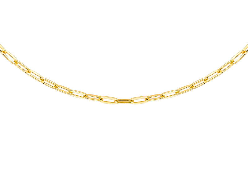 9K Yellow Gold Paper Chain Necklace 45 cm