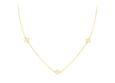 9K Yellow Gold 3 Mother-of-Pearl Petal Necklace 40-42.5 cm