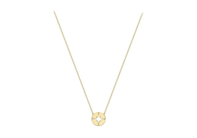 9K Yellow Gold Compass Necklace 40-42 cm