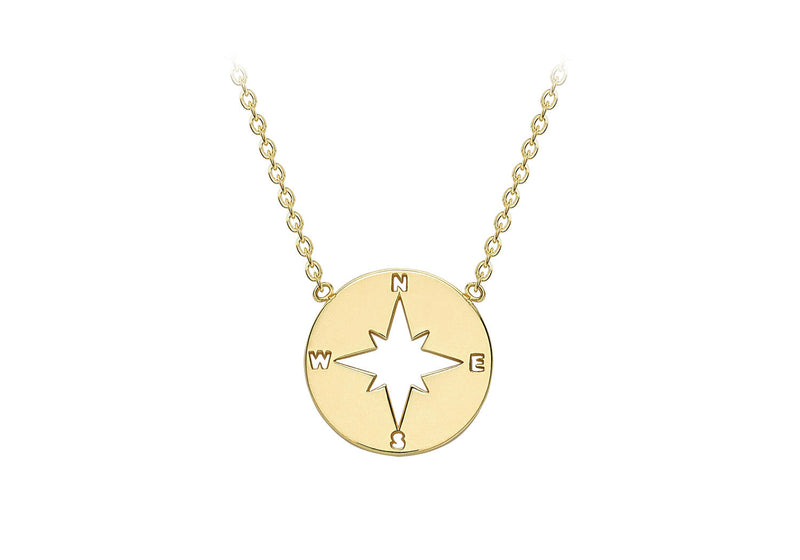 9K Yellow Gold Compass Necklace 40-42 cm