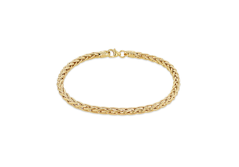 9K Yellow Gold Wheat Link Bracelet 19 cm