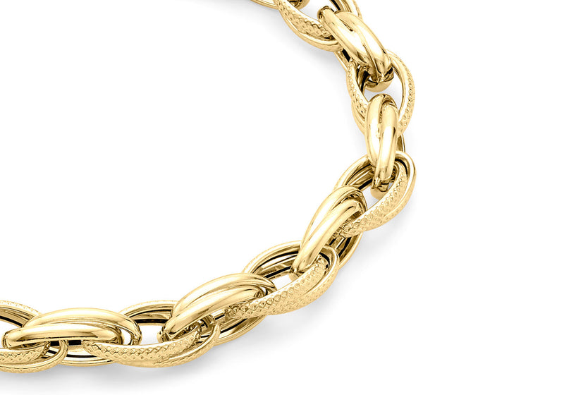 9K Yellow Gold Chain Link Bracelet 18.5 cm