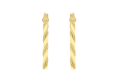 9K Yellow Gold Flat Twist Hoops 20 mm9K Yellow Gold Flat Twist Hoops 20 mm