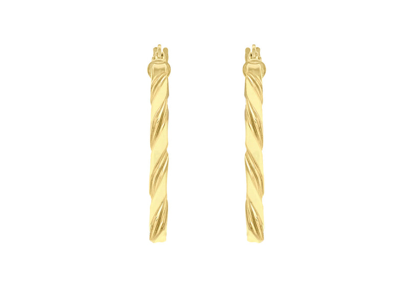 9K Yellow Gold Flat Twist Hoops 20 mm9K Yellow Gold Flat Twist Hoops 20 mm