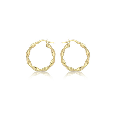 9K Yellow Gold 22.5mm Twist Hoop Creole Earrings