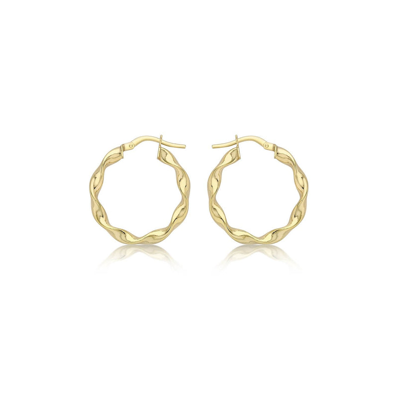 9K Yellow Gold 22.5mm Twist Hoop Creole Earrings