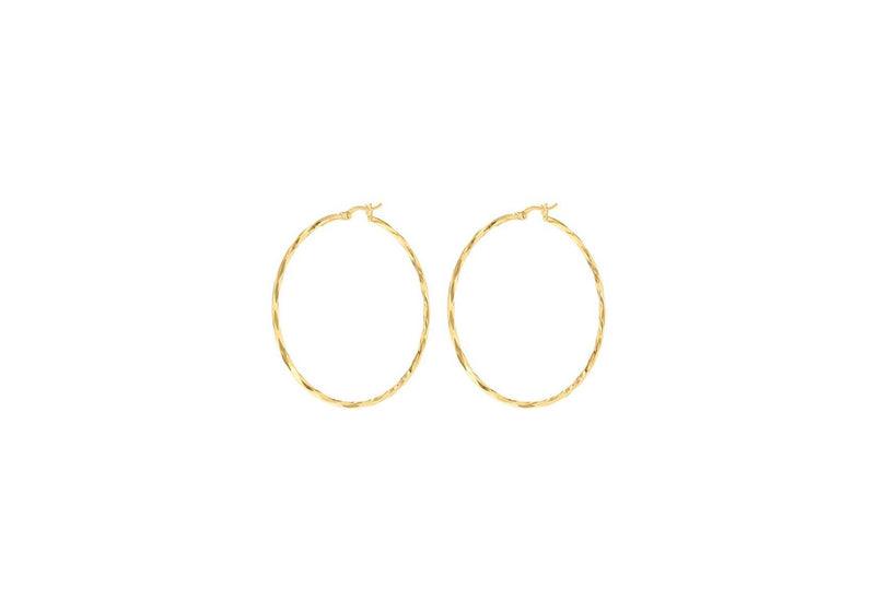 9K Yellow Gold Diamond Cut Hoop Earrings 42mm