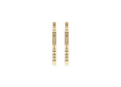 9K Yellow Gold Hollow Diamond-Cut Med Oval Hoop Earrings