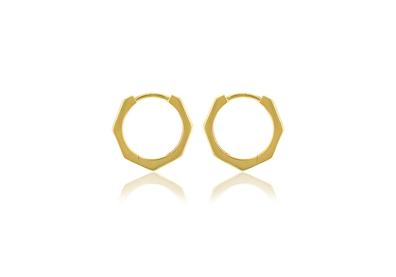 9K Yellow Gold Hexagon Huggies