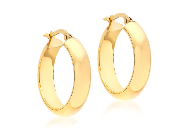 9K Yellow Gold Creole Hoops 15 mm