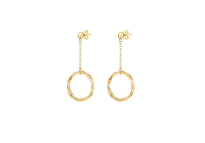 9K Yellow Gold Diamond Cut Ring & Drop Earrings