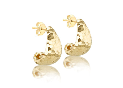 9K Yellow Gold J Shape Stud Earrings