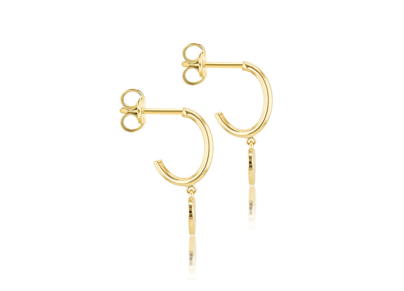 9K Yellow Gold Heart Drop Earring