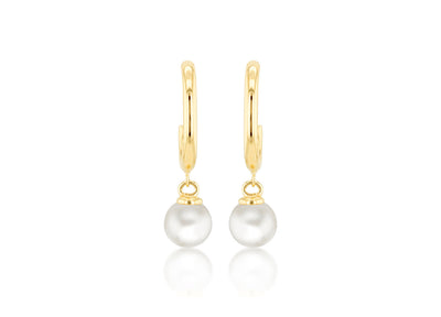 9K Yellow Gold Freshwater Pearl Drop Earrings