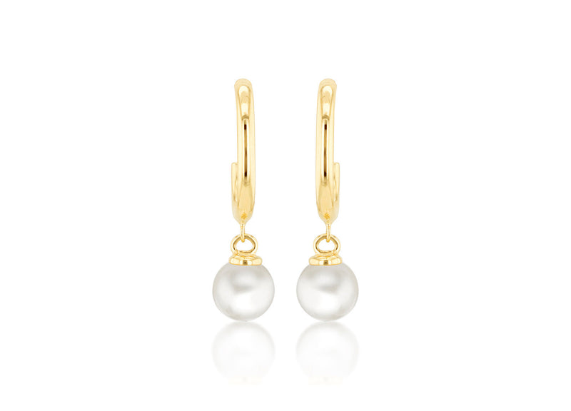 9K Yellow Gold Freshwater Pearl Drop Earrings