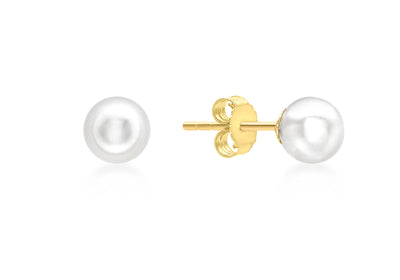 9K Yellow Gold Pearl Stud Earrings 5mm