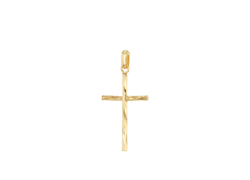 9K Yellow Gold Diamond Cut Cross Pendant