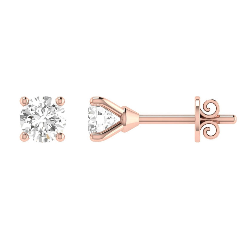 Diamond Stud Earrings with 0.80ct Diamonds in 18K Rose Gold - 18RCE80