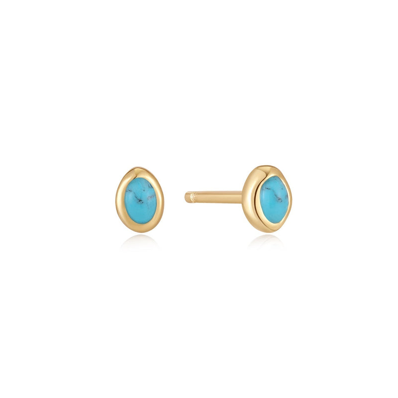 Ania Haie Gold Turquoise Wave Stud Earrings