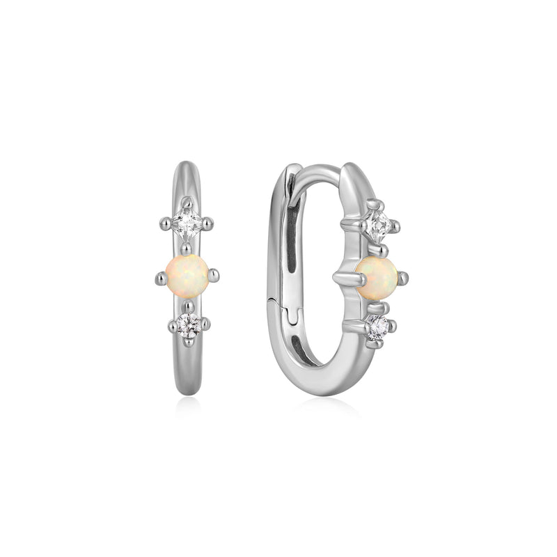 Ania Haie Silver Kyoto Opal Oval Huggie Hoop Earrings