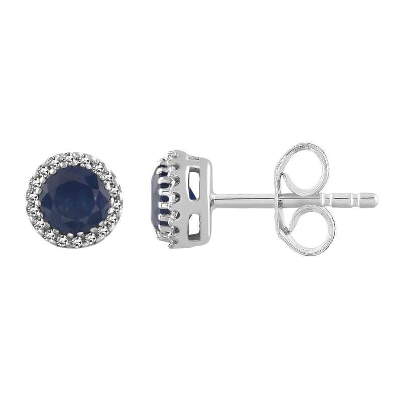 Sapphire Earrings with 0.05ct Diamonds in 9K White Gold