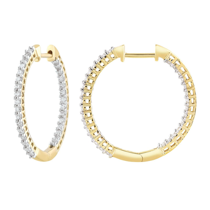 Inside Out Hoops with 0.25ct Diamonds in 9K Yellow Gold