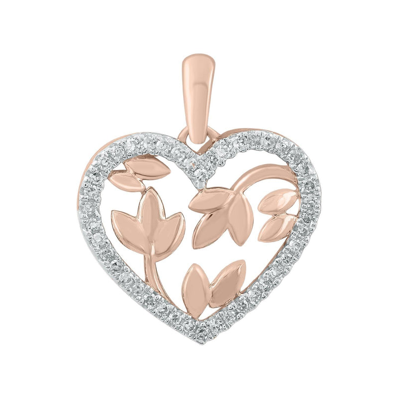 Heart Pendant with 0.12ct Diamonds in 9K Rose Gold