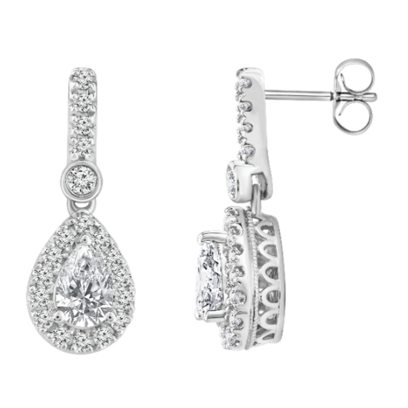 1.47ct Lab Grown Diamond Drop Earrings in 18K White Gold