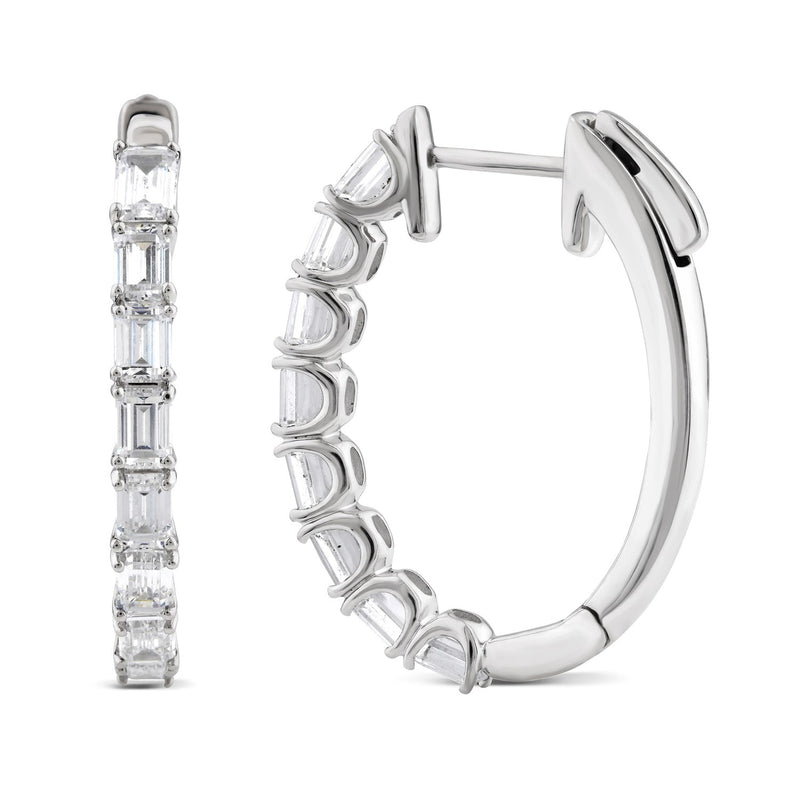 2.45ct Lab Grown Diamond Hoop Earrings in 18K White Gold