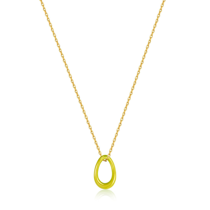 Ania Haie Neon Yellow Enamel Gold Twisted Pendant Necklace