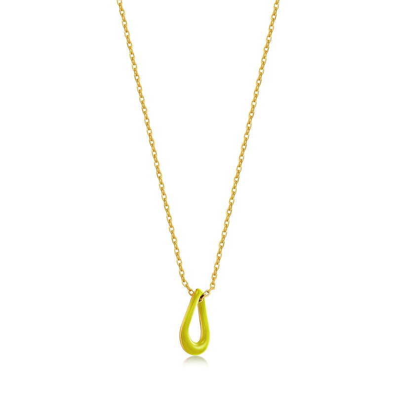 Ania Haie Neon Yellow Enamel Gold Twisted Pendant Necklace