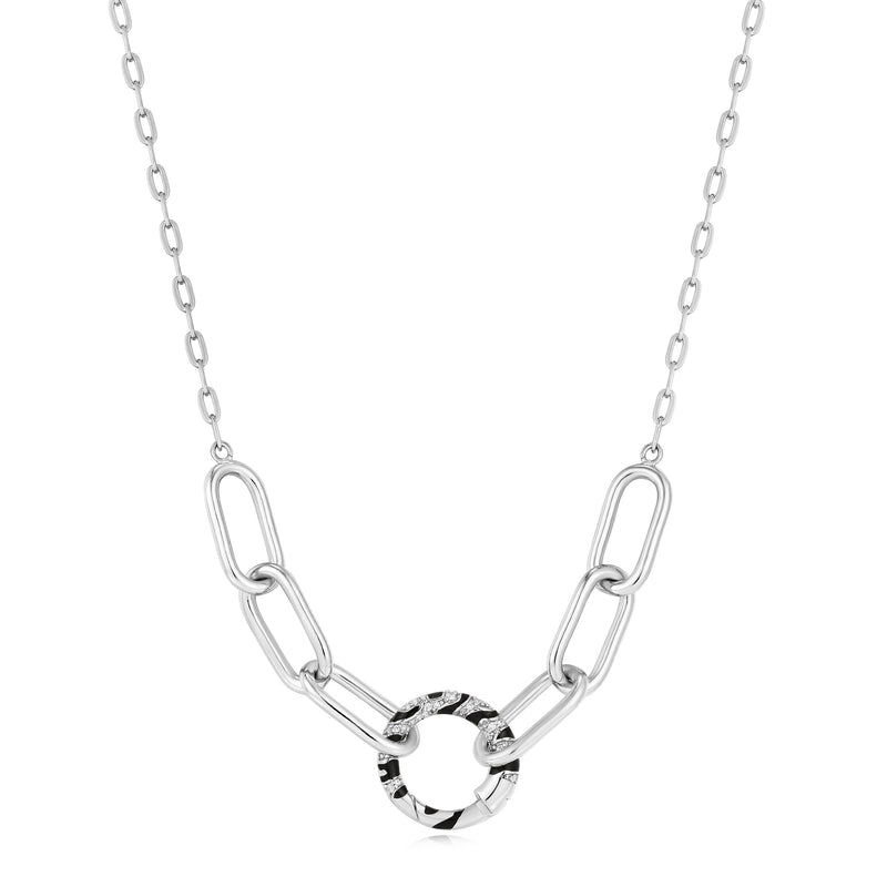 Ania Haie Silver Tiger Chain Charm Connector Necklace