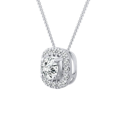 Halo Stud Pendant with 0.33ct Diamonds in 9K White Gold - PF-6132-W