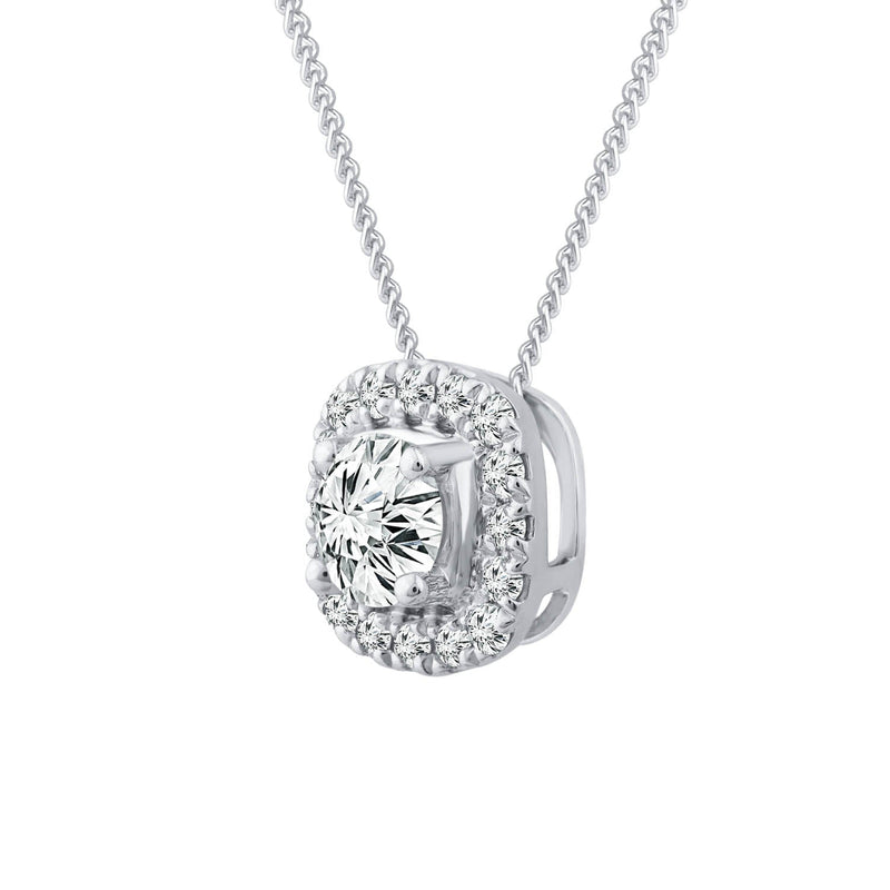 Halo Stud Pendant with 0.33ct Diamonds in 9K White Gold - PF-6132-W