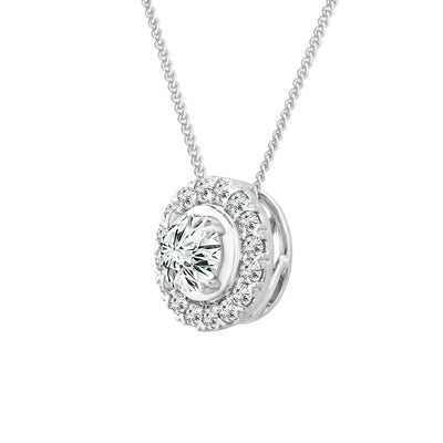 Halo Stud Pendant with 0.33ct Diamonds in 9K White Gold - PF-6140-W