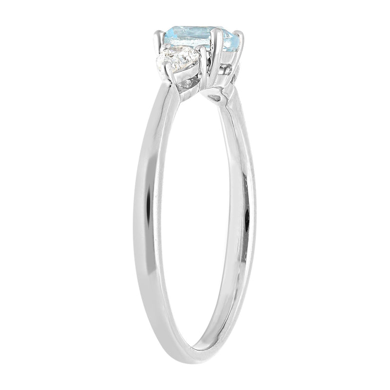 0.20ct HI I1 Diamond and Aquamarine Ring in 9K White Gold