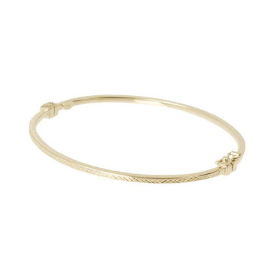 9K Yellow Gold Diamond Cut Square Tube Bangle 60mm