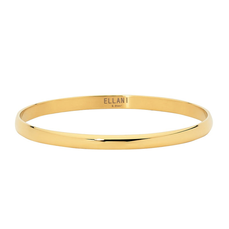 Ellani Stainless Steel 5mm Bangle with Yellow Gold Plate SB110G