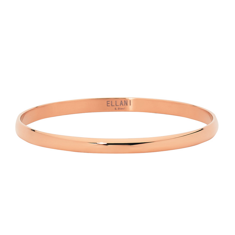 Ellani Stainless Steel 5mm Bangle with Rose Gold Plate SB110R (65 or 68mm)