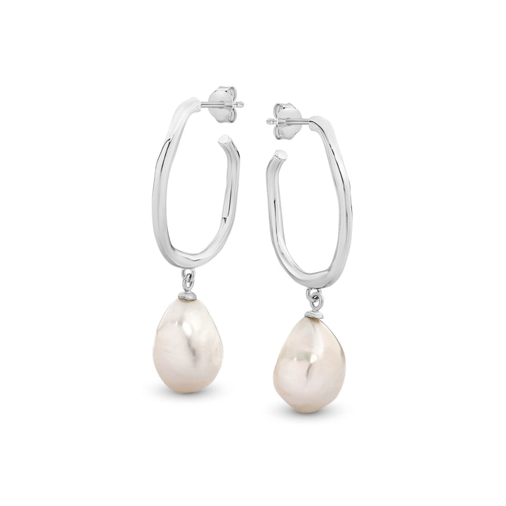 Ikecho Freshwater Baroque Pearl Earrings "Frances" Sterling Silver