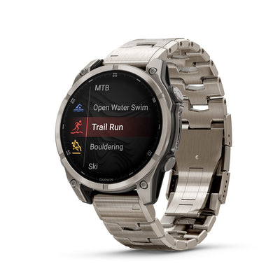 Garmin fēnix® 8 – 47 mm, AMOLED Sapphire, Titanium with Vented Titanium Bracelet 010-02904-41 Additional Silicon Strap Supplied