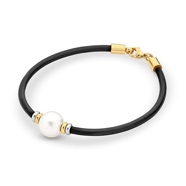 Ikecho Freshwater Pearl Single Edison on Neoprene Bracelet "Vivienne"