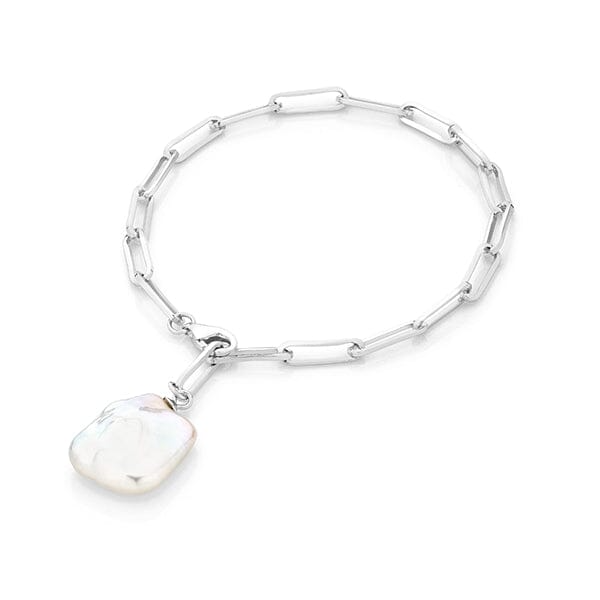 Ikecho Freshwater Pearl Sterling Silver Bracelet "Regal Links"