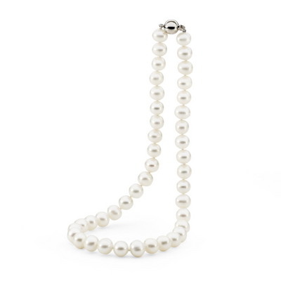 Ikecho Freshwater Pearl Strand 9.5/10.5MM Sterling Silver Clasp 45CM "New Moon"