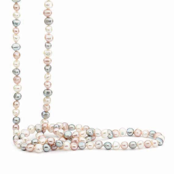 Ikecho Keshi Freshwater Pearl Strand 9.5/10.5MM Sterling Silver Clasp 45CM "Cloudy Skies"