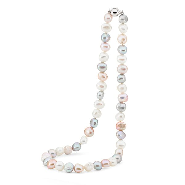 Ikecho Keshi Freshwater Pearl Strand 9.5/10.5MM Sterling Silver Clasp 45CM "Cloudy Skies"