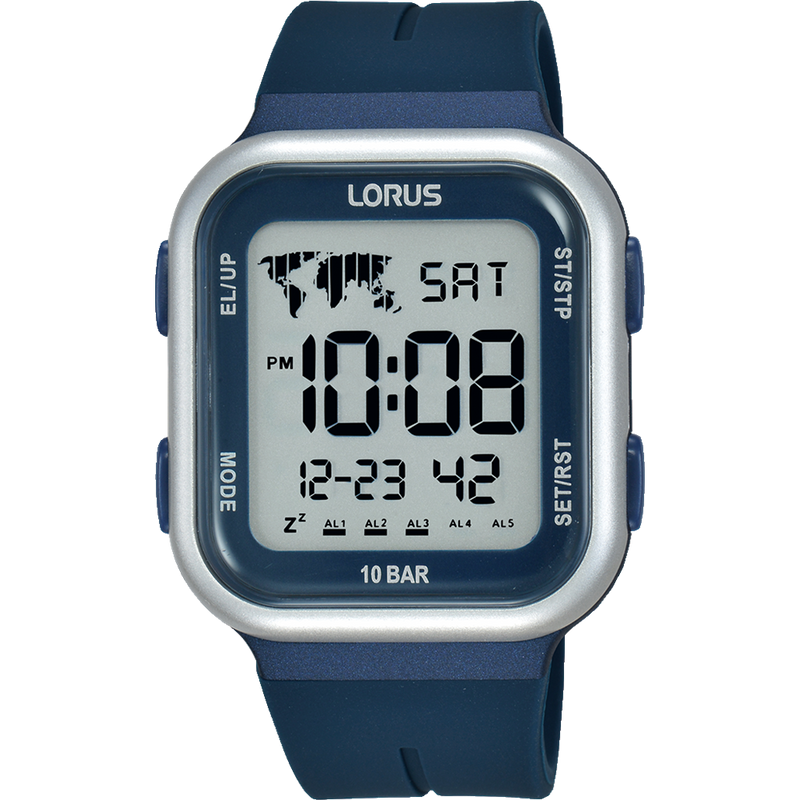 Lorus Digital 5 Alarm Chronograph Sports Watch Blue R2353PX-9