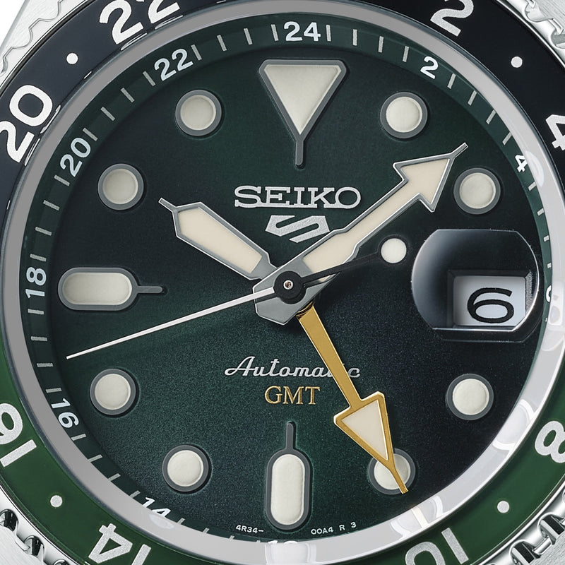 Seiko 5 GMT Automatic Gents Watch Green Dial SSK035K1