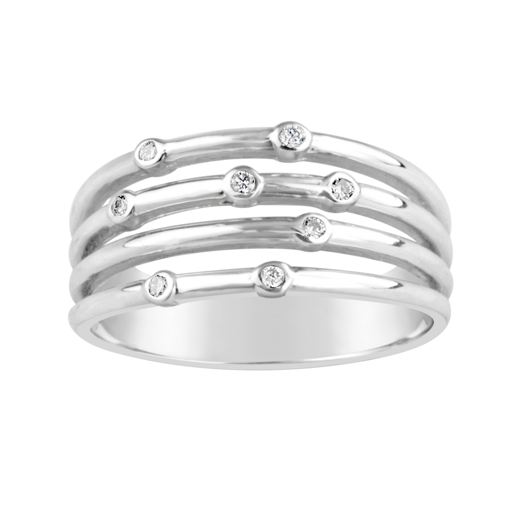 Diamond and silver deals intertwined ring