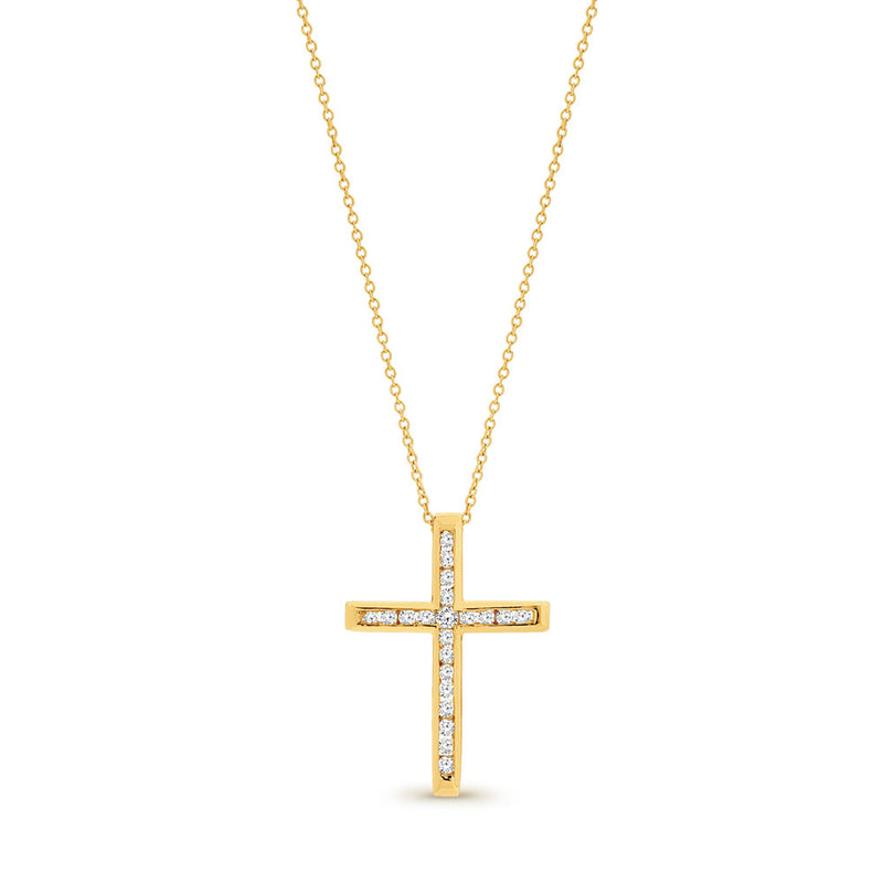 9K Yellow Gold Diamond Set Cross (0314)